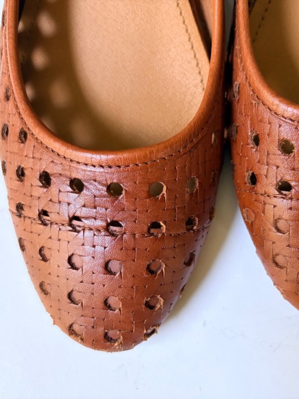 Leather Cutout Weave Brown Block Heels US 9 39 Patricia Nash Allegra Pumps Shoes